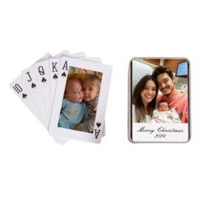 Individuelle Foto-Spielkarten – Personalisierte Spielkarten mit 55 Fotos, anpassbare Pokerkarten für Haustier, Hochzeiten, Jubiläen, Partys, Business-Logo