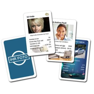 Individuelles Quartett mit eigenen Fotos und Texten - Personalisierte Kartenspiele bei MeinSpiel selbst gestalten - Spielkarten bedrucken lassen