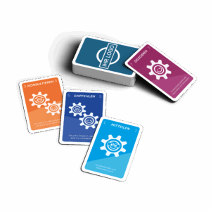 Delegation Cards mit Ihrem Logo drucken lassen - Die beliebte Poker Variante - Eigene Kartenspiele mit Ihrer Werbung bei MeinSpiel erstellen